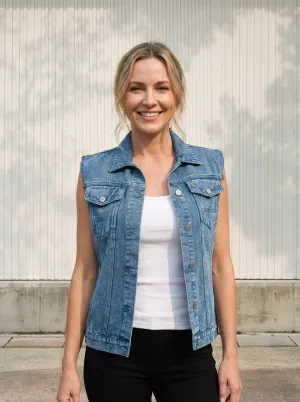 Women's Oversized Sleeveless Denim Jacket — view 1