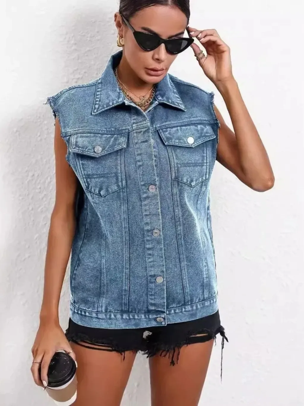Women's Oversized Sleeveless Denim Jacket — quality denim, made to last