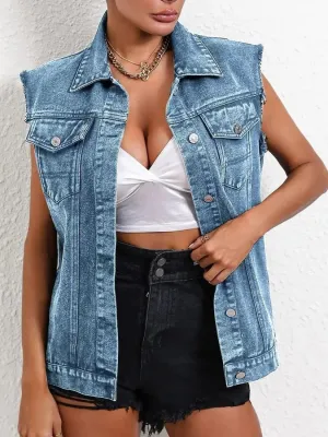 Women's Oversized Sleeveless Denim Jacket — view 5