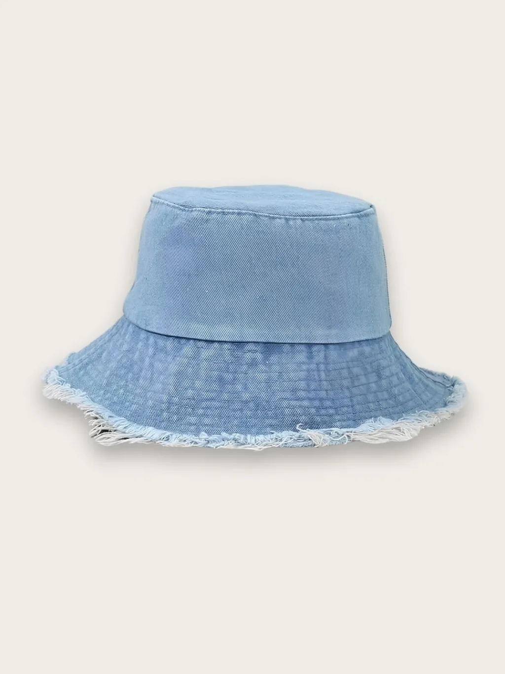 Women's Plain Blue Frayed Denim Bucket Hat