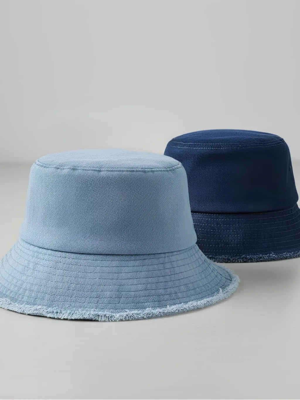 Women's Plain Blue Frayed Denim Bucket Hat — endless ways to style it