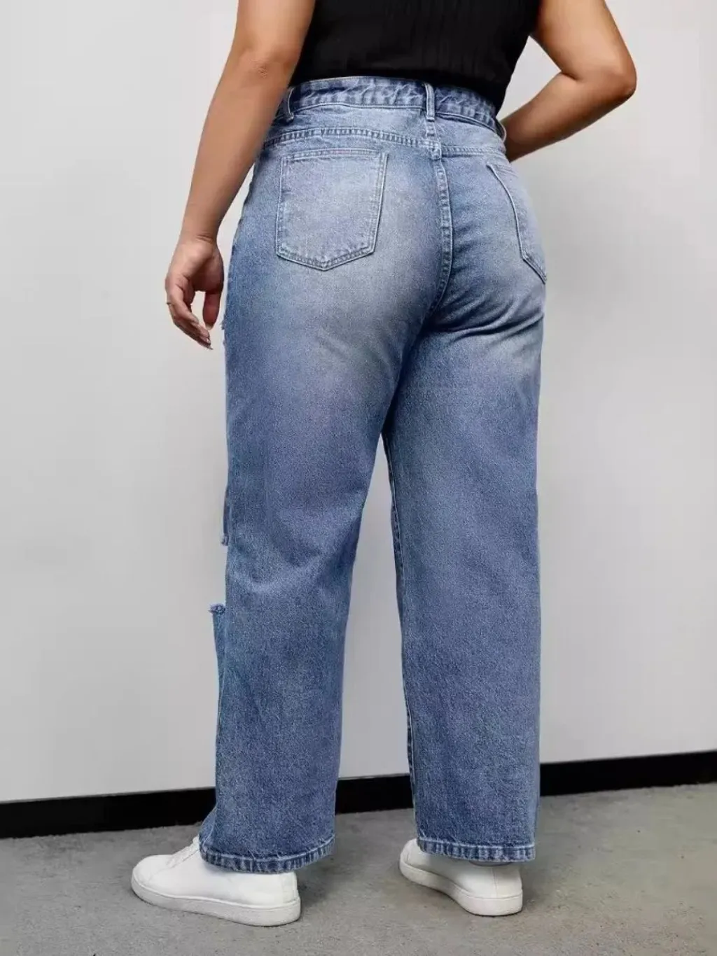 Women's Plus Size Blue Distressed Denim Jeans — quality denim, made to last