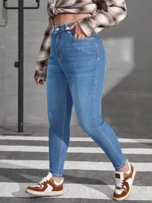 Women's Plus Size Classic Blue Slim Jeans — view 2