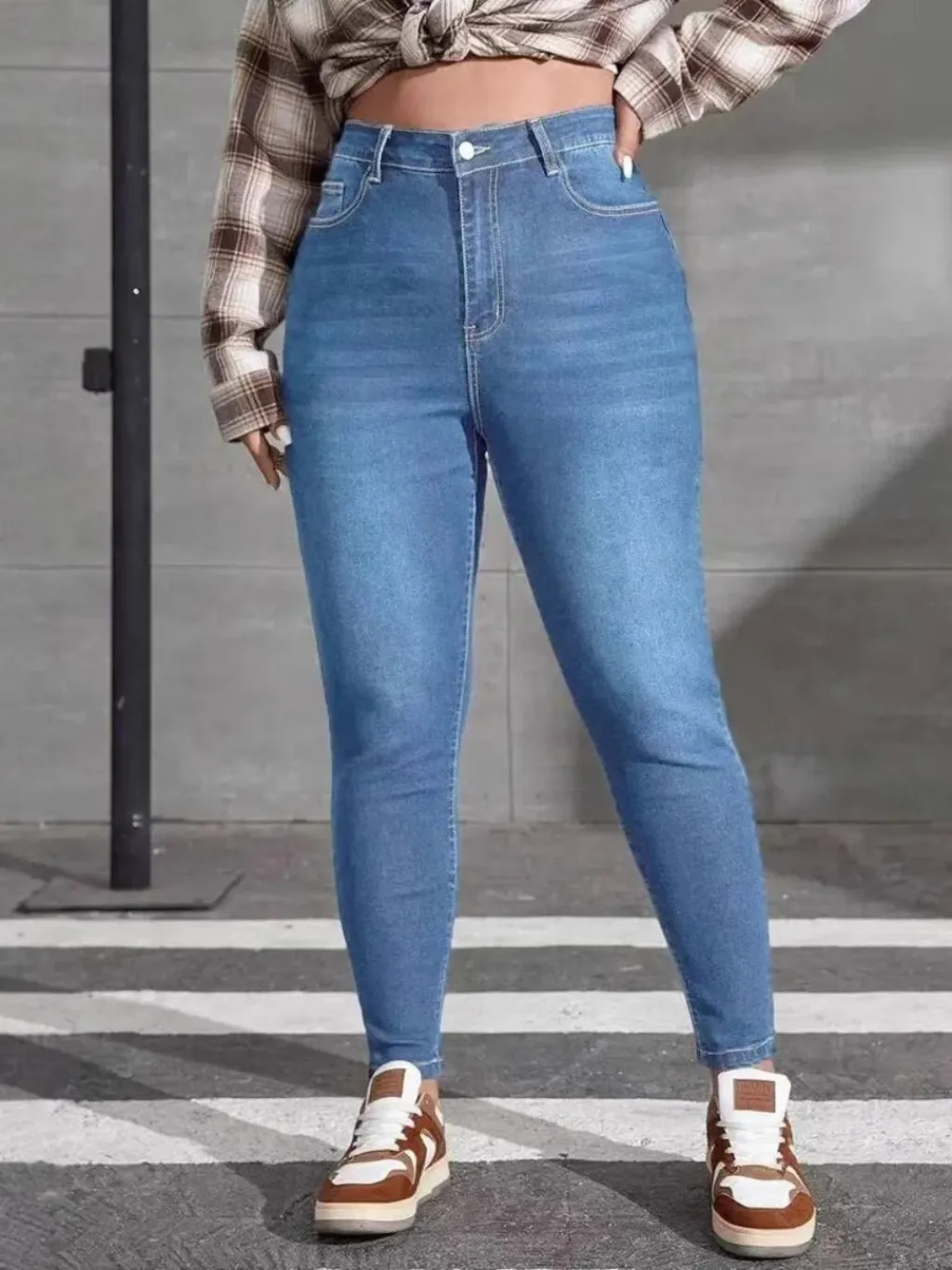 Women's Plus Size Classic Blue Slim Jeans — quality denim, made to last