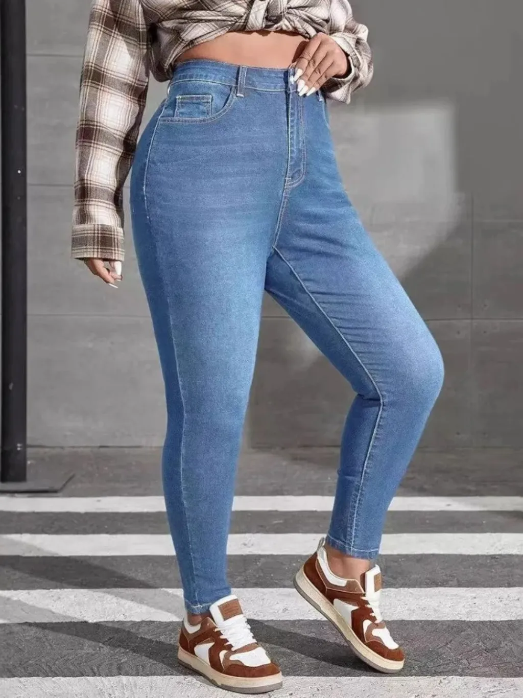 Women's Plus Size Classic Blue Slim Jeans — endless ways to style it