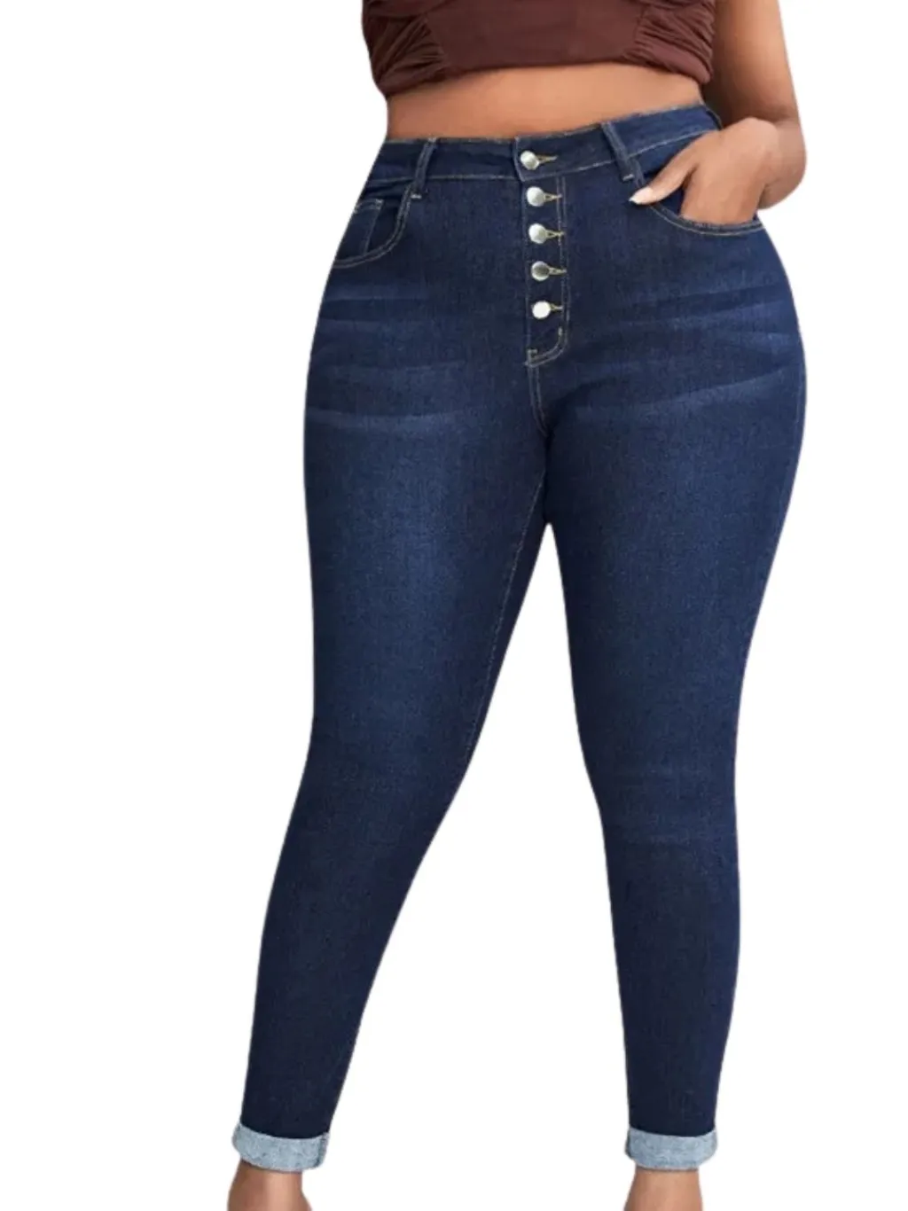 Women's Plus Size Dark Blue High-Waisted Jeans — a pair designed to be worn everywhere