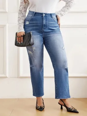 Women's Plus Size Ripped & Washed Jeans — view 3