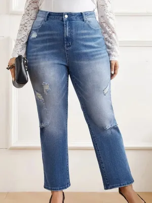 Women's Plus Size Ripped & Washed Jeans — view 4