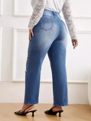Women's Plus Size Ripped & Washed Jeans — view 5