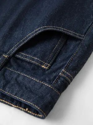 Women's Raw Blue Straight Jeans with Contrast Topstitching — view 5