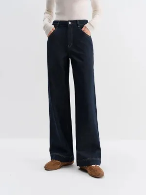 Women's Raw Blue Straight Jeans with Contrast Topstitching — view 6