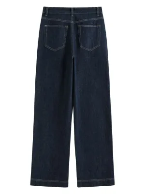 Women's Raw Blue Straight Jeans with Contrast Topstitching — view 8