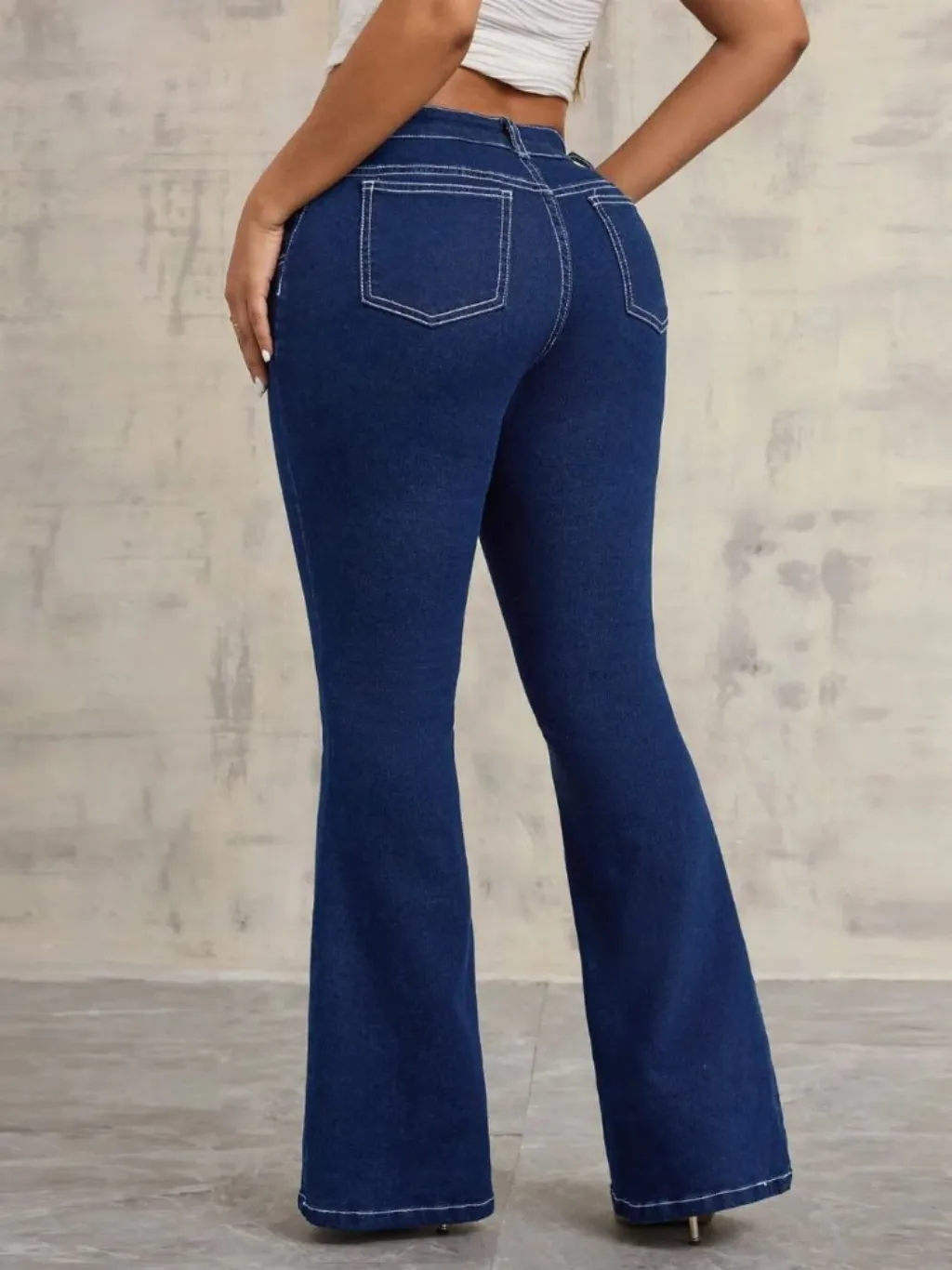 Women's Raw Blue Stretch Denim Bootcut Jeans — quality denim, made to last
