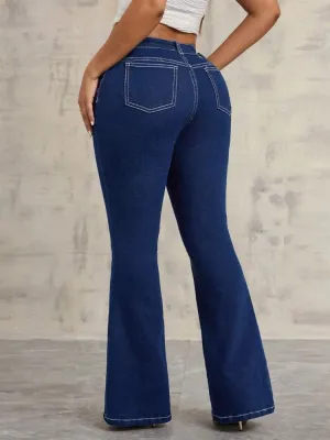 Women's Raw Blue Stretch Denim Bootcut Jeans — view 3