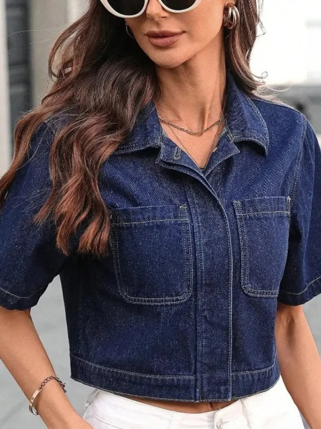 Women's Raw Denim Cropped Jacket, Short Sleeve — quality denim, made to last
