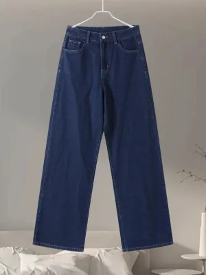 Women's Raw Denim Set with Belted Jacket & Wide Trousers — view 4