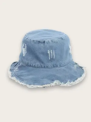 Women's Retro Ripped-Effect Denim Bucket Hat — view 1