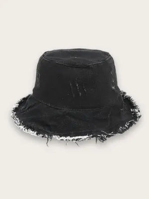 Women's Retro Ripped-Effect Denim Bucket Hat — view 10