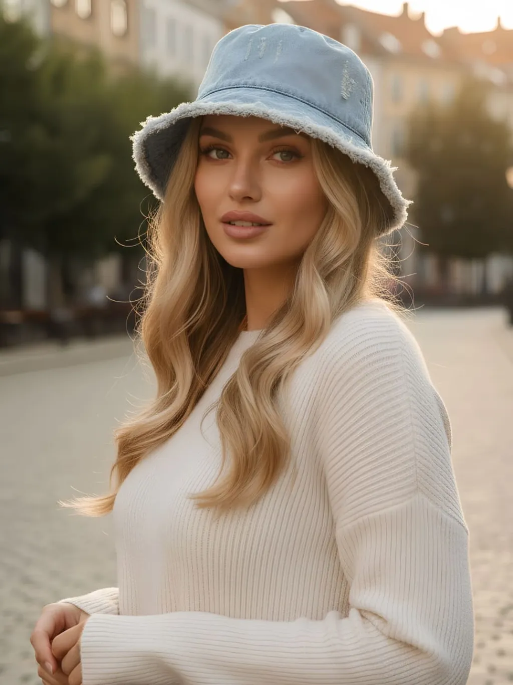 Women's Retro Ripped-Effect Denim Bucket Hat — endless ways to style it