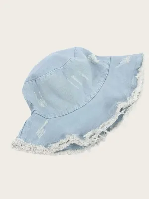 Women's Retro Ripped-Effect Denim Bucket Hat — view 5