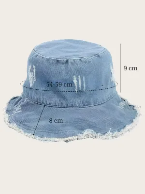 Women's Retro Ripped-Effect Denim Bucket Hat — view 6