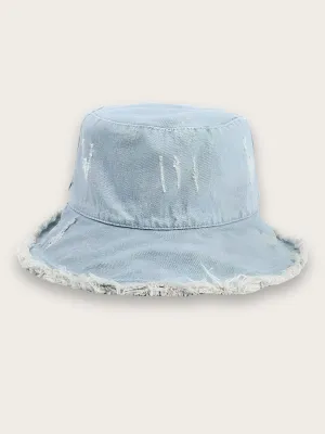 Women's Retro Ripped-Effect Denim Bucket Hat — view 7