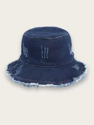 Women's Retro Ripped-Effect Denim Bucket Hat — view 8