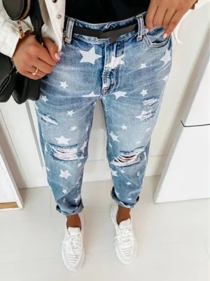 Women's Ripped Jeans with Star Motif — view 4