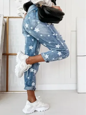 Women's Ripped Jeans with Star Motif — view 5