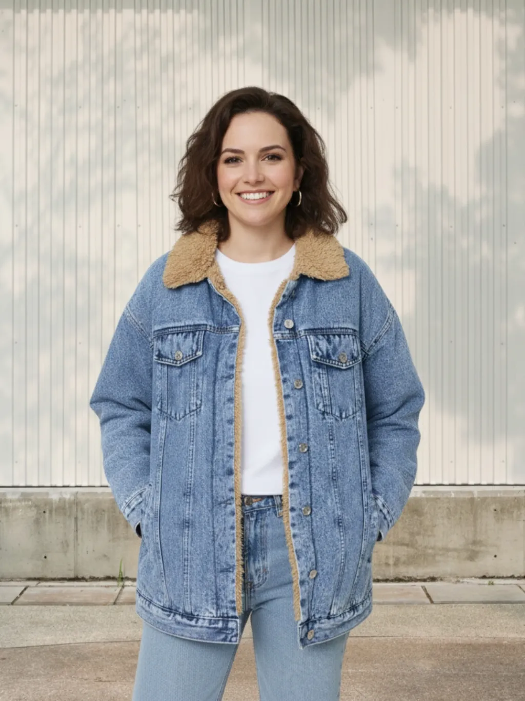 Women's Shearling Collar Denim Jacket