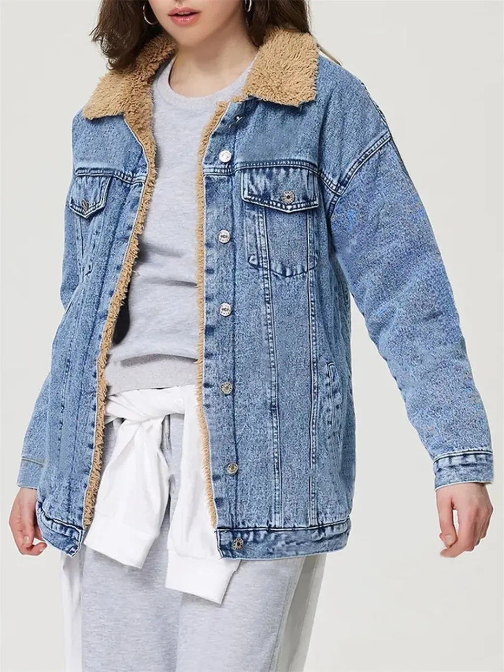 Women's Shearling Collar Denim Jacket — quality denim, made to last