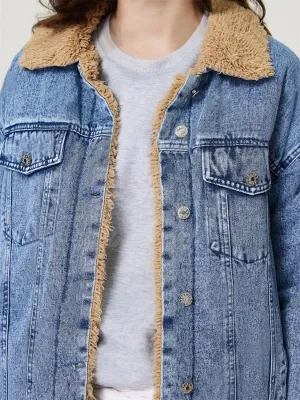 Women's Shearling Collar Denim Jacket — view 7