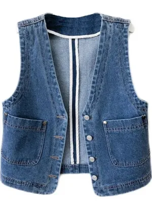Women's Tailored Sleeveless Denim Waistcoat — view 2