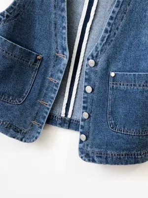 Women's Tailored Sleeveless Denim Waistcoat — view 4