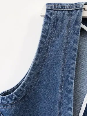 Women's Tailored Sleeveless Denim Waistcoat — view 5