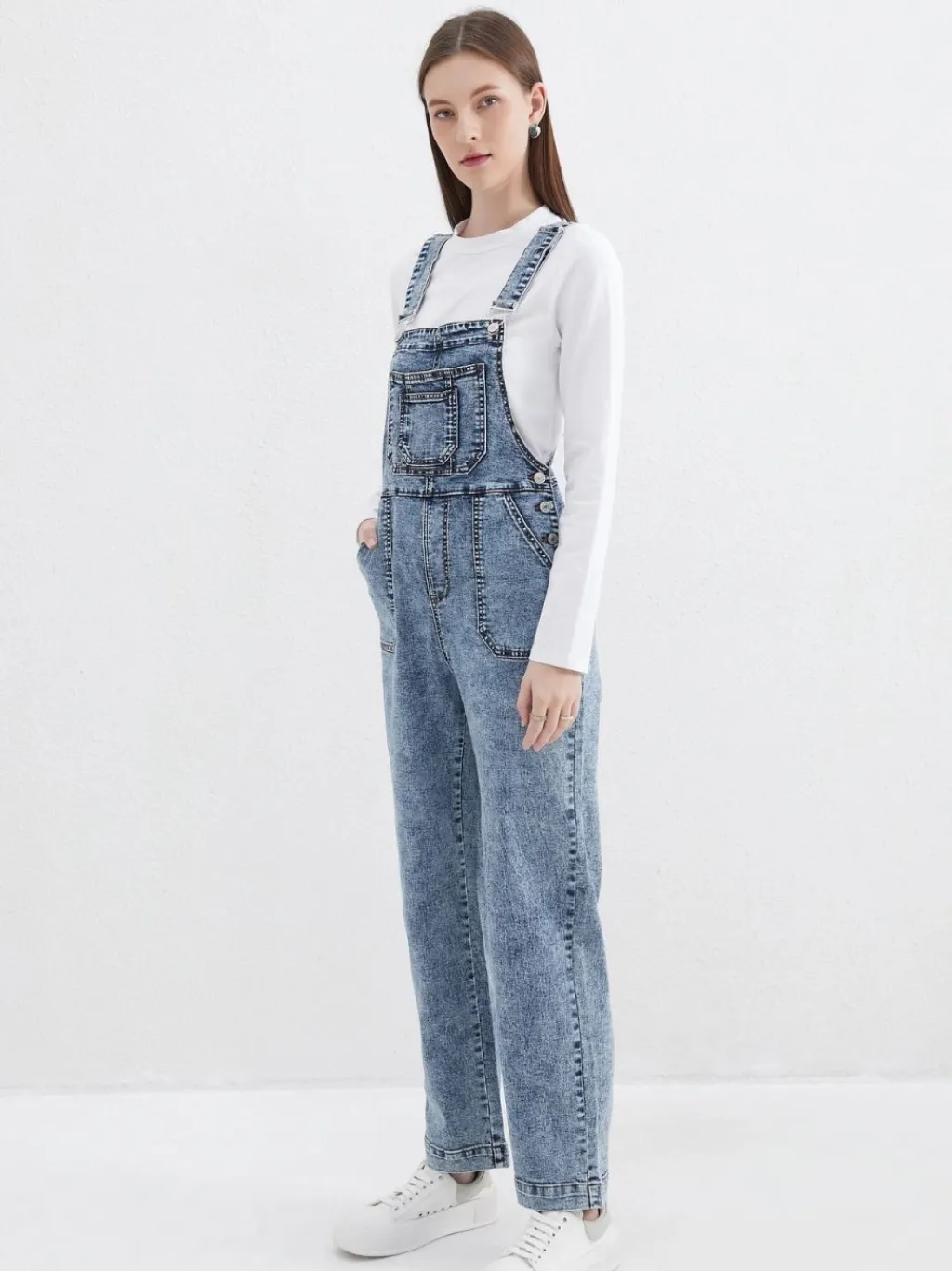 Women's Vintage Blue Straight-Leg Denim Dungarees — quality denim, made to last