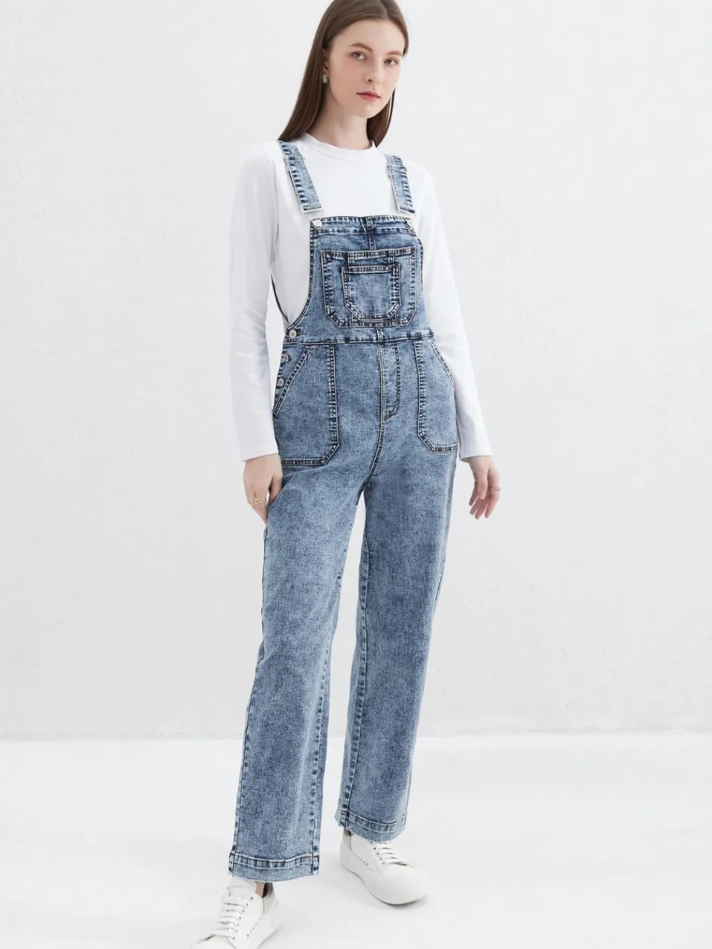 Women's Vintage Blue Straight-Leg Denim Dungarees — endless ways to style it