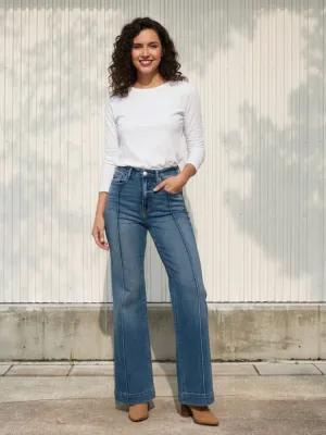 Women's Vintage Flare Jeans, Topstitching — view 1