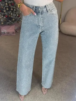Women's Vintage Straight-Leg Jeans with Rhinestones — view 2