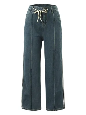 Women's Vintage Striped Jeans with Side Bands — view 6