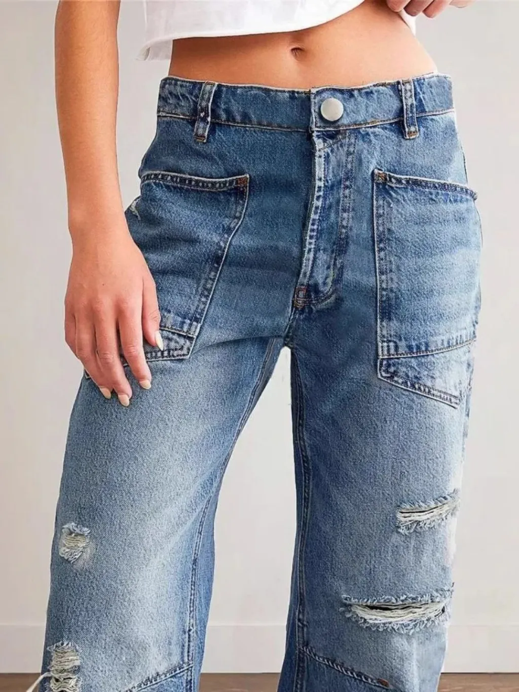 Women's Vintage Washed Ripped Straight-Leg Jeans — endless ways to style it