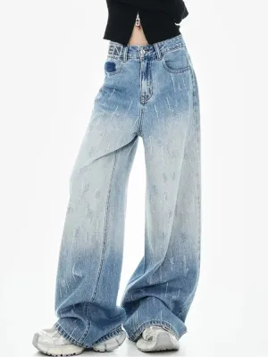 Women's Washed Baggy Jeans, Embroidery & Patchwork — view 3