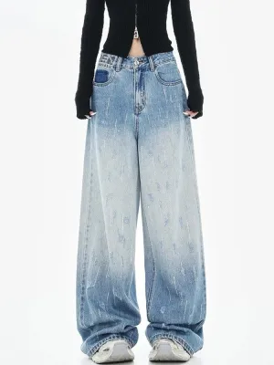 Women's Washed Baggy Jeans, Embroidery & Patchwork — view 4