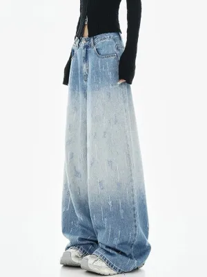 Women's Washed Baggy Jeans, Embroidery & Patchwork — view 7