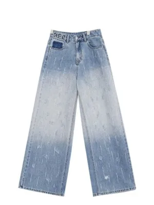 Women's Washed Baggy Jeans, Embroidery & Patchwork — view 8