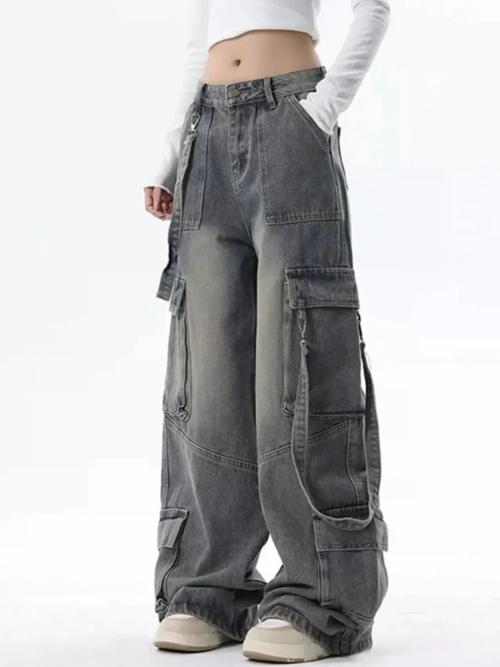 Women's Washed Black Baggy Cargo Jeans — a pair designed to be worn everywhere