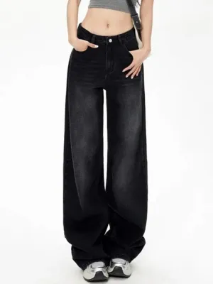 Women's Washed Black Baggy Jeans — view 2