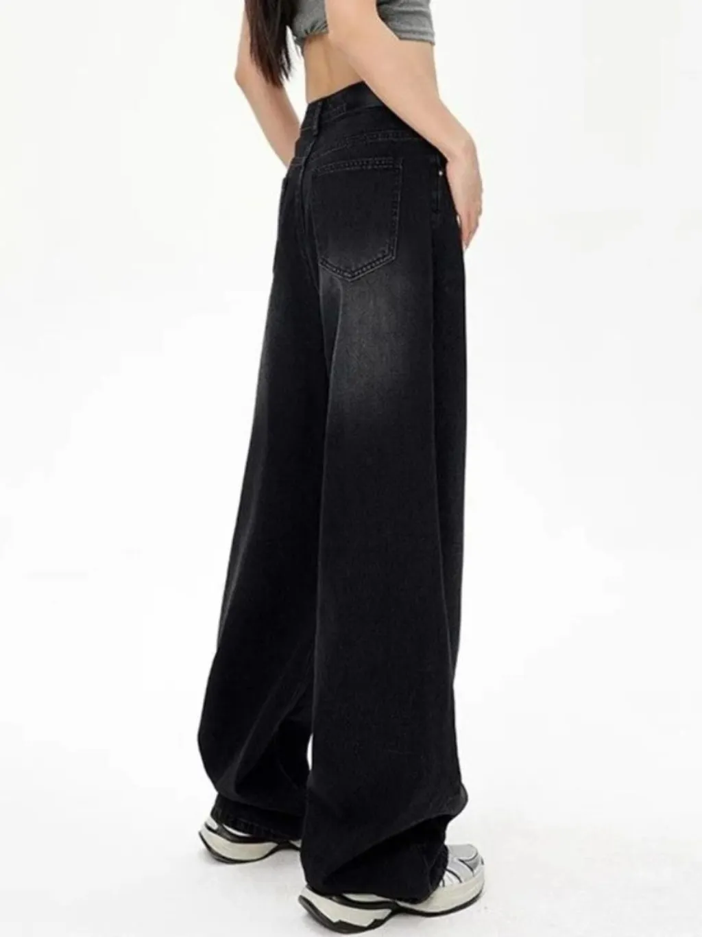 Women's Washed Black Baggy Jeans — endless ways to style it
