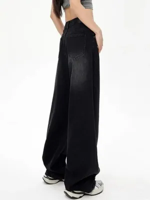 Women's Washed Black Baggy Jeans — view 4