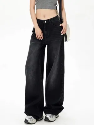 Women's Washed Black Baggy Jeans — view 5